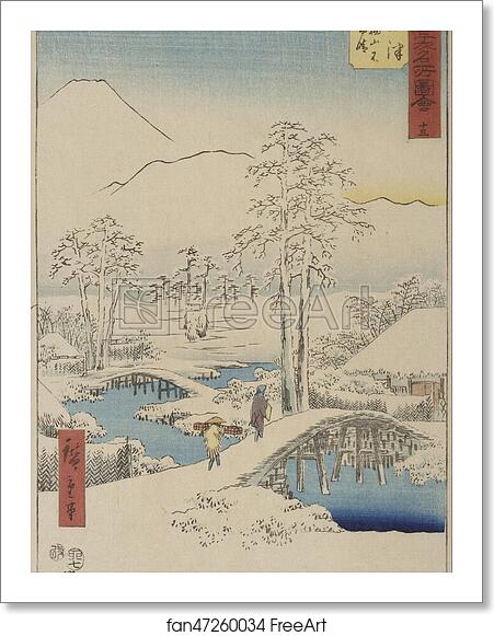 Free art print of Mt. Fuji and Mt. Ashigara from Numazu from the series Vertical Tokaido by Utagawa Hiroshige