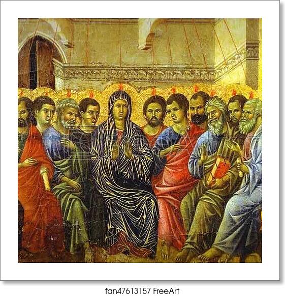 Free art print of Maestà (back, crowning panel) The Descent of the Holy Spirit by Duccio Di Buoninsegna Free art print of Maestà (back, crowning panel) The Descent of the Holy Spirit by Duccio Di Buoninsegna