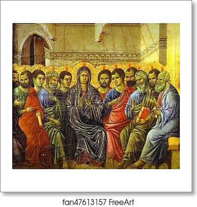 Free art print of Maestà (back, crowning panel) The Descent of the Holy Spirit by Duccio Di Buoninsegna