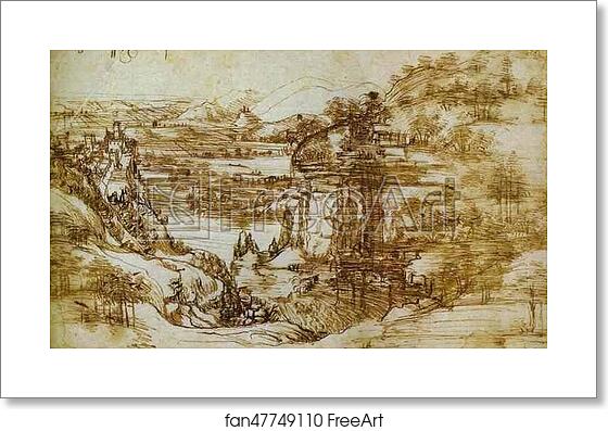 Free art print of Arno Landscape by Leonardo Da Vinci Free art print of Arno Landscape by Leonardo Da Vinci