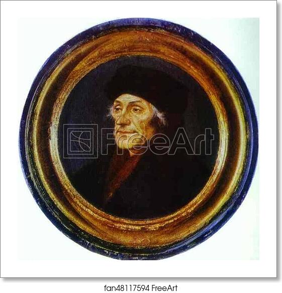 Free art print of Portrait of Erasmus von Rotterdam in a Round Frame by Hans Holbein The Younger
