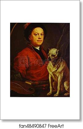 Free art print of Self-Portrait with Pug Dog by William Hogarth