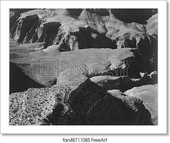 Free art print of View from Yava Point, rock formations and valley, "Grand Canyon National Park," Arizona. Photographs of National Parks and Monuments, compiled 1941 - 1942, documenting the period ca. 1933 - 1942. by Ansel Adams (1902-1984) Free art print of View from Yava Point, rock formations and valley, "Grand Canyon National Park," Arizona. Photographs of National Parks and Monuments, compiled 1941 - 1942, documenting the period ca. 1933 - 1942. by Ansel Adams (1902-1984)