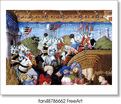 Free art print of Les trÄ�s riches heures du Duc de Berry. January. A New Year's Day Feast including Jean de Berry. Detail by Limbourg Brothers