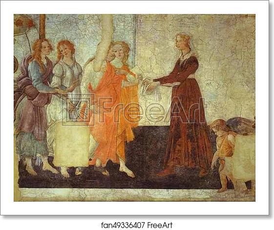 Free art print of Venus and the Three Graces presenting Gifts to a Young Woman by Alessandro Botticelli