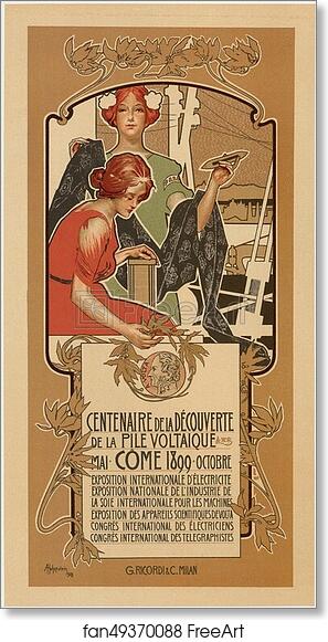 Free art print of Le "Centenaire de la Découverte de la Pile Voltaïque". by Adolfo Hohenstein
