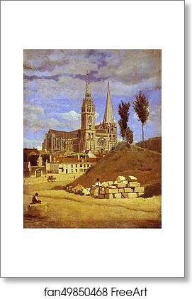 Free art print of Chartres Cathedral by Jean-Baptiste-Camille Corot