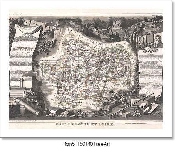 Free art print of Dept. de Saone et Loire. by Victor Jules Levasseur