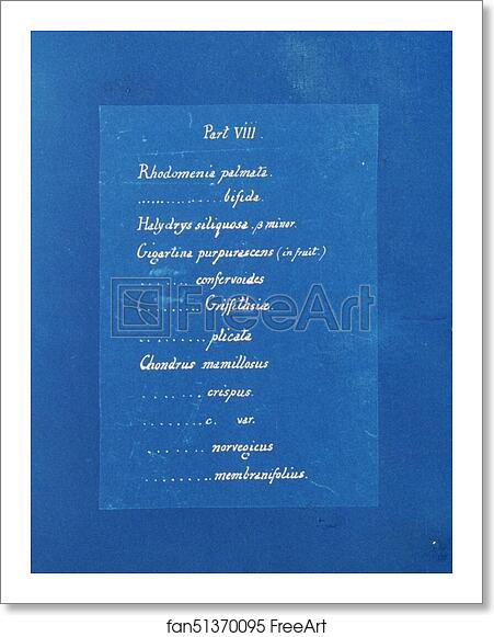 Free art print of Contents list by Anna Atkins Free art print of Contents list by Anna Atkins