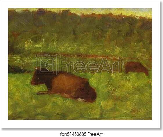 Free art print of Cows in a Field by Georges Seurat Free art print of Cows in a Field by Georges Seurat