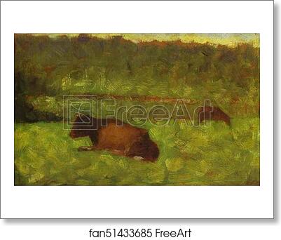 Free art print of Cows in a Field by Georges Seurat