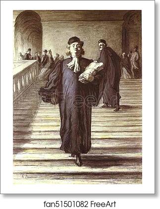 Free art print of Grand Staircase of the Palace of Justice by Honoré Daumier