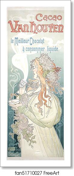 Free art print of Cacao Van Houten. Le Meilleur Chocolat à consommer liquide. by Henri Privat-Livemont
