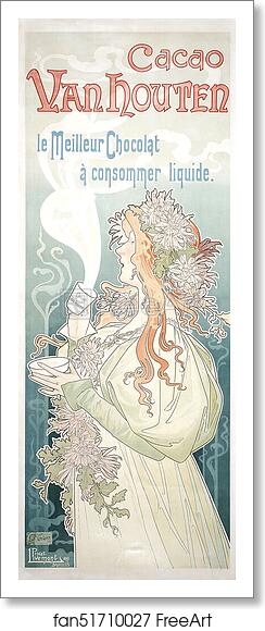 Free art print of Cacao Van Houten. Le Meilleur Chocolat à consommer liquide. by Henri Privat-Livemont