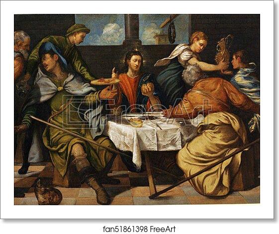 Free art print of Supper at Emmaus by Jacopo Robusti, Called Tintoretto