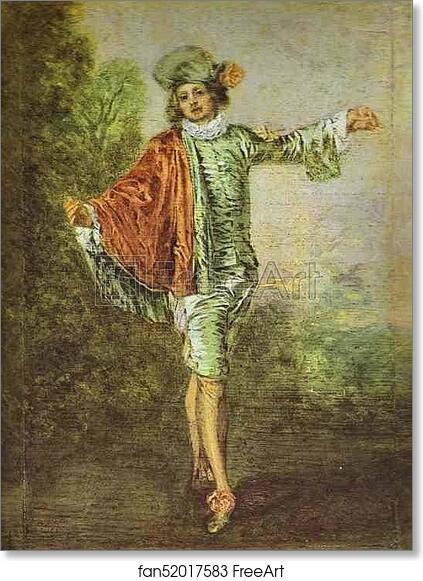 Free art print of L'Indifférent (The Casual Lover) by Jean-Antoine Watteau