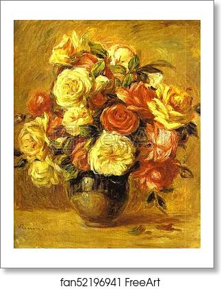 Free art print of Bouquet of Roses (Bouquet de roses) by Pierre-Auguste Renoir