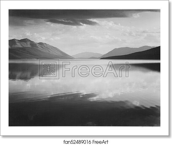 Free art print of Looking across lake toward mountains, "Evening, McDonald Lake, Glacier National Park," Montana. Photographs of National Parks and Monuments, compiled 1941 - 1942, documenting the period ca. 1933 - 1942. by Ansel Adams (1902-1984) Free art print of Looking across lake toward mountains, "Evening, McDonald Lake, Glacier National Park," Montana. Photographs of National Parks and Monuments, compiled 1941 - 1942, documenting the period ca. 1933 - 1942. by Ansel Adams (1902-1984)