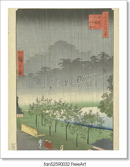 Free art print of Paulownia plantation at Akasaka in the evening rain by Utagawa Hiroshige Free art print of Paulownia plantation at Akasaka in the evening rain by Utagawa Hiroshige