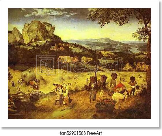 Free art print of Haymaking (July) by Pieter Bruegel The Elder
