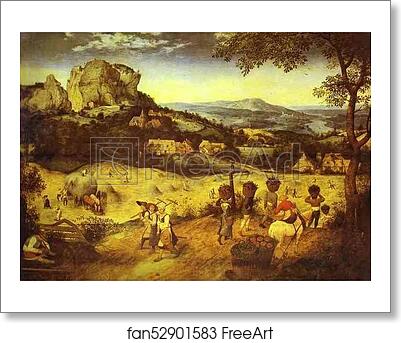 Free art print of Haymaking (July) by Pieter Bruegel The Elder