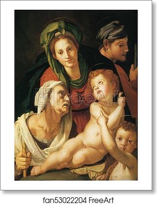 Free art print of Holy Family with St.Elizabeth (or St. Anne?) and the Infant St. John the Baptist by Agnolo Bronzino