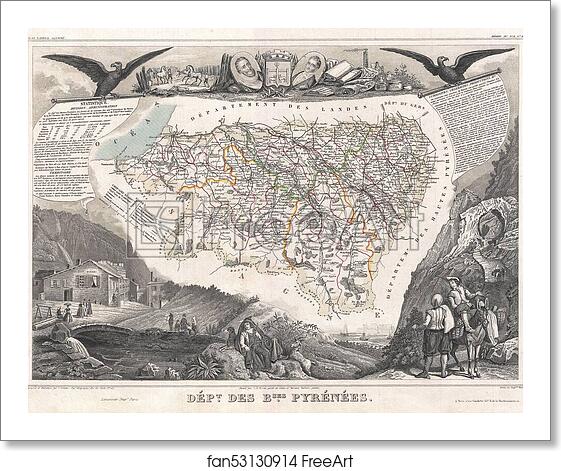 Free art print of Dept. des Basses Pyrenees. by Victor Jules Levasseur