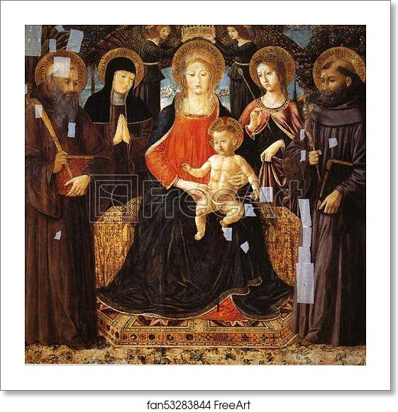 Free art print of Madonna and Child Enthroned Among St. Benedict, St. Scholastica, ST. Ursula and St. John Gualberto by Benozzo Gozzoli Free art print of Madonna and Child Enthroned Among St. Benedict, St. Scholastica, ST. Ursula and St. John Gualberto by Benozzo Gozzoli