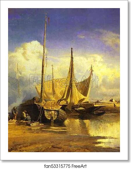 Free art print of Volga View. Barges. Detail by Feodor Vasilyev