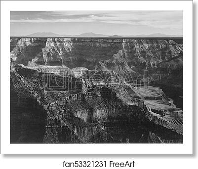 Free art print of Broad view with detail of canyon, horizon, and mountains above, "Grand Canyon National Park," Arizona. Photographs of National Parks and Monuments, compiled 1941 - 1942, documenting the period ca. 1933 - 1942. by Ansel Adams (1902-1984) Free art print of Broad view with detail of canyon, horizon, and mountains above, "Grand Canyon National Park," Arizona. Photographs of National Parks and Monuments, compiled 1941 - 1942, documenting the period ca. 1933 - 1942. by Ansel Adams (1902-1984)