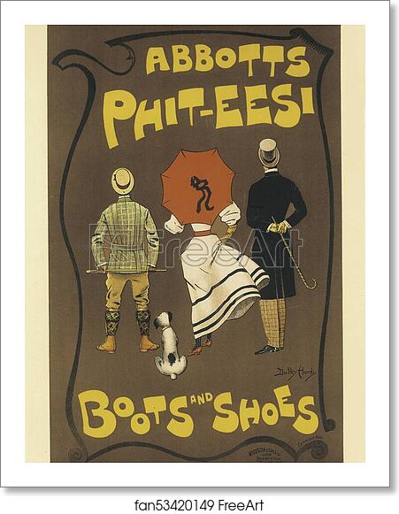 Free art print of La fabrique de chaussures (Bottes et Souliers) "Abbots Phit-Eesi". by Dudley Hardy Free art print of La fabrique de chaussures (Bottes et Souliers) "Abbots Phit-Eesi". by Dudley Hardy