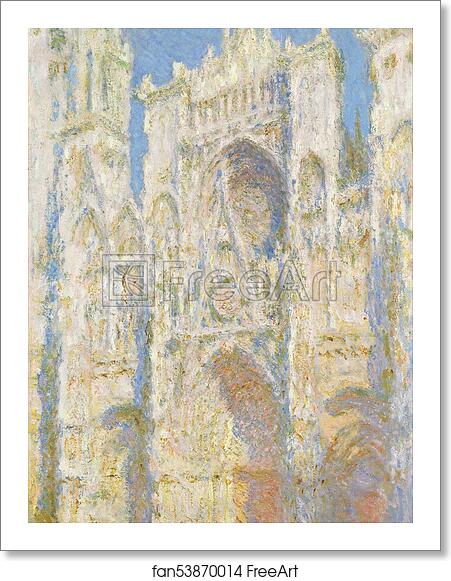 Free art print of Rouen Cathedral, West Façade, Sunlight by Claude Monet