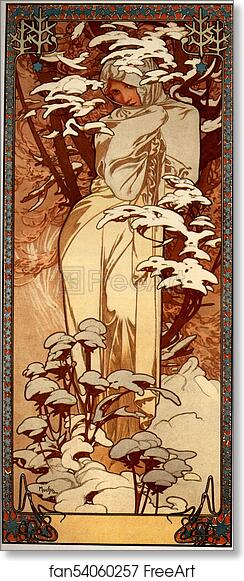 Free art print of Winter by Alphonse Mucha