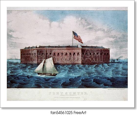 Free art print of From left to right: Fort Moultrie. Fort Sumter: Charleston Harbor, S.C. Morris Island Batteries. by Currier & Ives Free art print of From left to right: Fort Moultrie. Fort Sumter: Charleston Harbor, S.C. Morris Island Batteries. by Currier & Ives