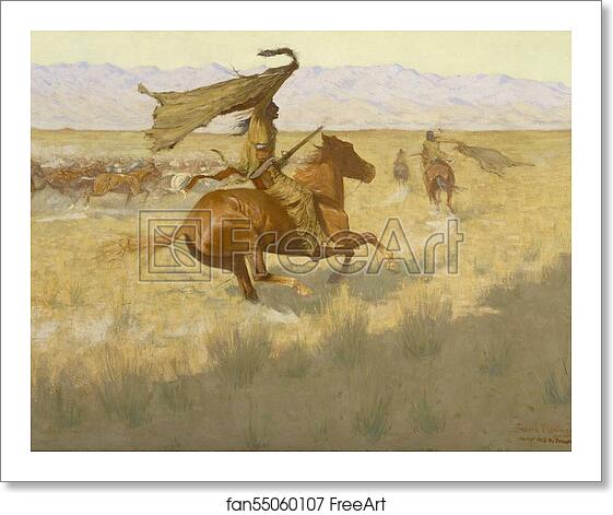 Free art print of Change of Ownership (The Stampede; Horse Thieves) by Frederic Remington