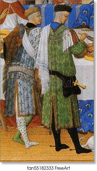 Free art print of Les trÄ�s riches heures du Duc de Berry. January. A New Year's Day Feast including Jean de Berry. Detail by Limbourg Brothers