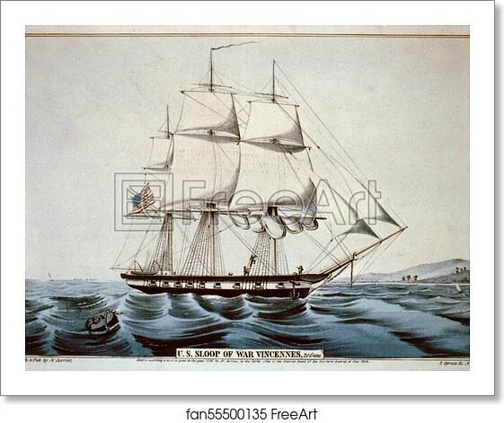 Free art print of U.S. sloop of war Vincennes: 20 guns. by Currier & Ives