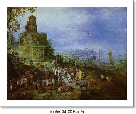 Free art print of Landscape on the Coast, with the Calling of St. Peter and St. Andrew by Jan Brueghel The Elder Free art print of Landscape on the Coast, with the Calling of St. Peter and St. Andrew by Jan Brueghel The Elder