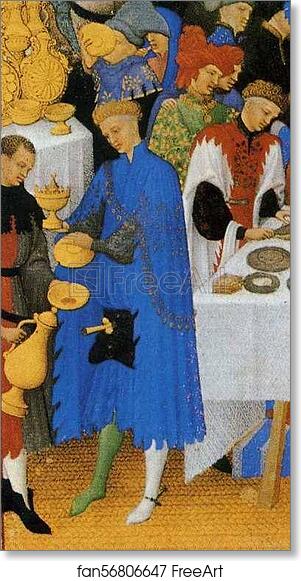 Free art print of Les trÄ�s riches heures du Duc de Berry. January. A New Year's Day Feast including Jean de Berry. Detail by Limbourg Brothers