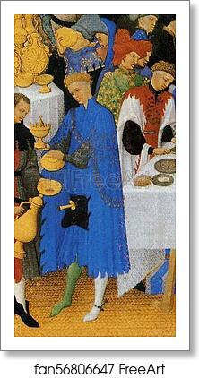 Free art print of Les trÄ�s riches heures du Duc de Berry. January. A New Year's Day Feast including Jean de Berry. Detail by Limbourg Brothers