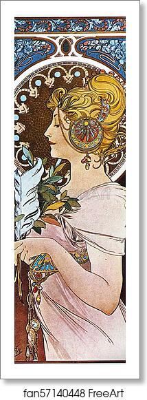 Free art print of The Pen by Alphonse Mucha
