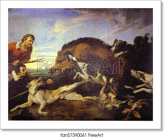 Free art print of Wild Boar Hunt by Frans Snyders