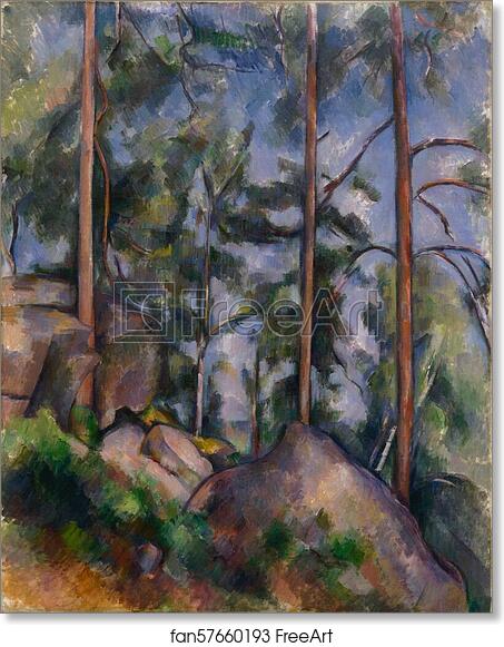 Free art print of Pines and Rocks (Fontainebleau?) by Paul Cézanne