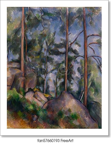 Free art print of Pines and Rocks (Fontainebleau?) by Paul Cézanne