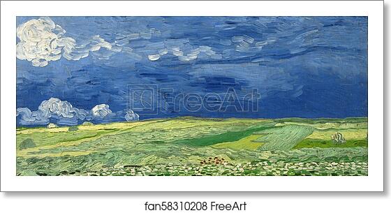 Free art print of Wheatfield under thunderclouds by Vincent Van Gogh