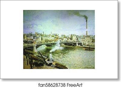 Free art print of Morning, Overcast Weather, Rouen by Camille Pissarro