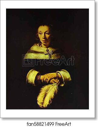 Free art print of Portrait of a Lady with an Ostrich-Feather Fan by Rembrandt Harmenszoon Van Rijn