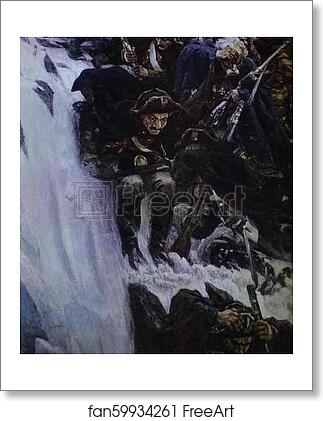 Free art print of Russian Troops under Suvorov Crossing the Alps. Detail by Vasily Surikov
