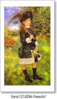 Free art print of Young Girl with Parasol (Aline Nunes) by Pierre-Auguste Renoir