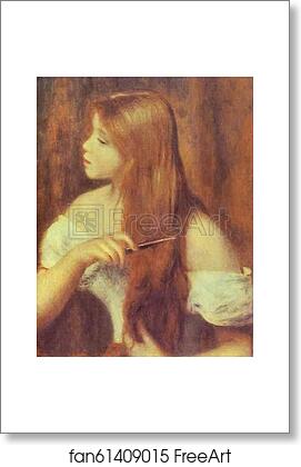 Free art print of Young Girl Combing Her Hair by Pierre-Auguste Renoir